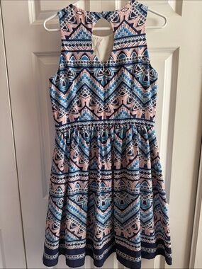 Eliza J Pink and Blue Geometric Sleeveless Dress